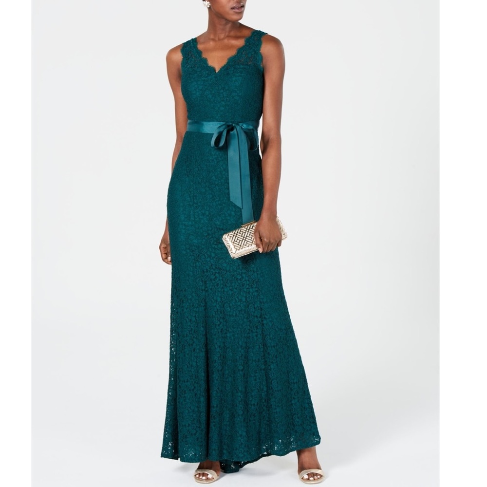 Adrianna Papell Lace Floor Length Gown